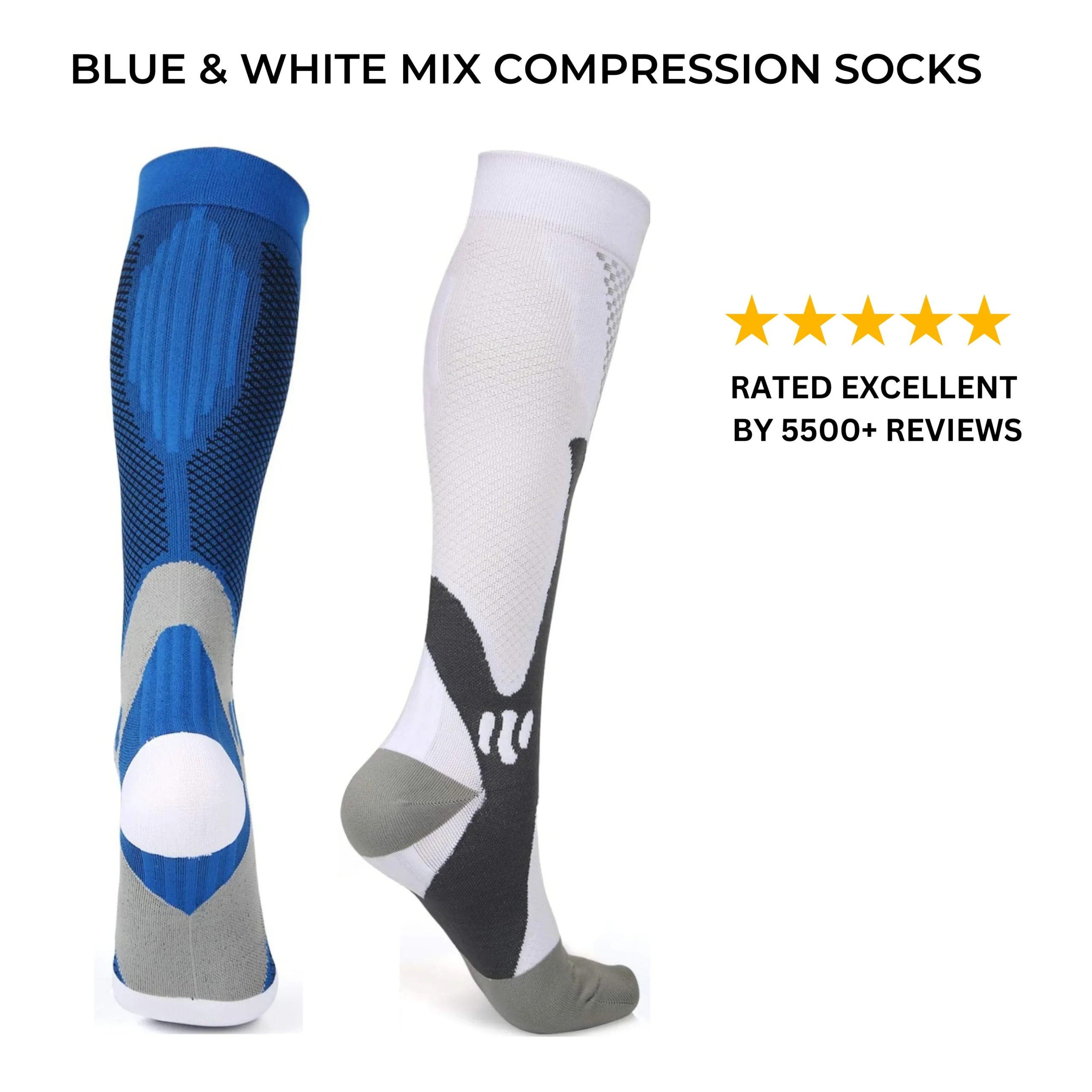 Graduated Compression Support Socks – 20–30 mmHg Circulation Boost